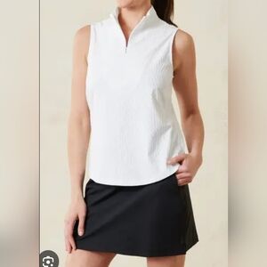 Tommy Bahama White Sleeveless Zip Mock Neck Top